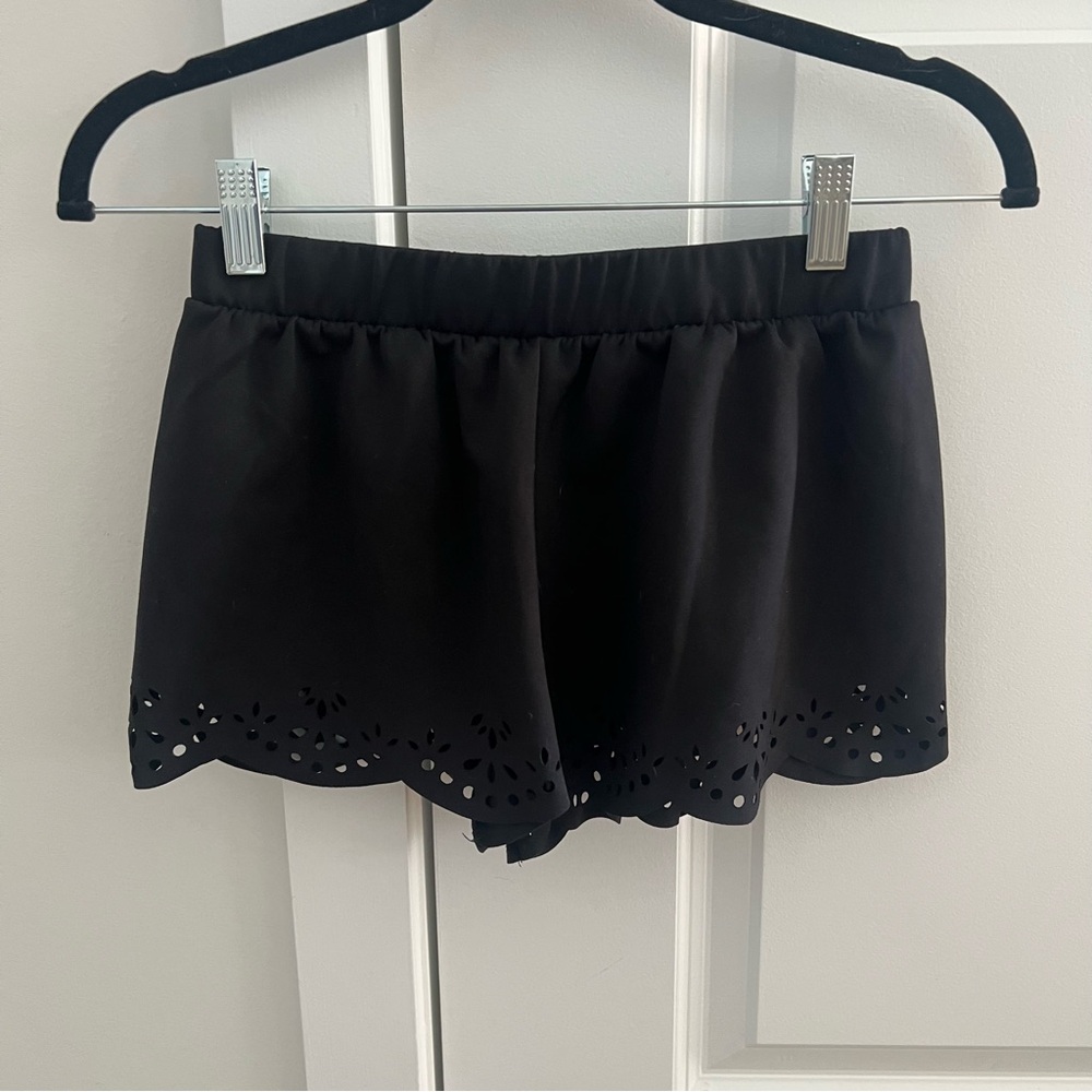 Black Shorts with Scallop Hem